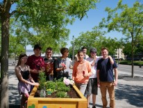 Schüler*innen beim Hochbeetprojekt