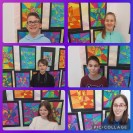 Collage von Schülerinnen und deren Kunstwerke